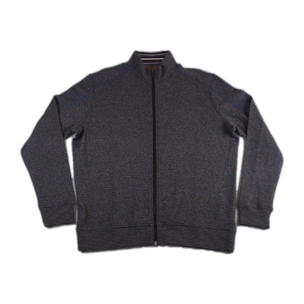 Robert Graham Osborne Textured Knit 1/4 Zip Pullover Heather Charcoal Sweater LG